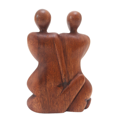 Wood statuette, 'Family Peace' - Original Wood Sculpture Hand Carved in Indonesia