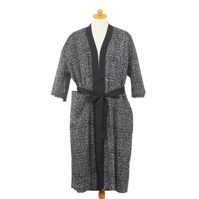 Men's cotton batik robe, 'Asteroids' - Men's Cotton Robe in Hand Stamped Batik