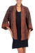 chaqueta kimono batik - Chaqueta kimono corta de rayón batik marrón y negro