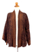 Batik kimono jacket, 'Javanese Chocolate' - Brown and Black Javanese Batik Rayon Jacket (image 2c) thumbail