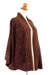 Batik kimono jacket, 'Javanese Chocolate' - Brown and Black Javanese Batik Rayon Jacket (image 2d) thumbail