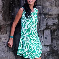 Cotton sundress, 'Balinese Paradise' - Sleeveless Cotton Sundress