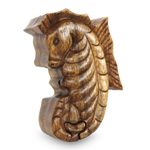 Wood puzzle box, 'Balinese Seahorse' - Hand Carved Balinese Wood Puzzle Box