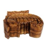 Wood puzzle box, 'Balinese Seahorse' - Hand Carved Balinese Wood Puzzle Box