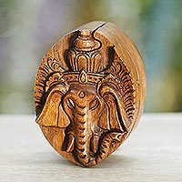 Caja de rompecabezas de madera, 'Auspicious Ganesha' - Caja de rompecabezas de madera balinesa tallada a mano