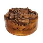Wood puzzle box, 'Auspicious Ganesha' - Hand Carved Balinese Wood Puzzle Box