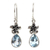 Blue topaz dangle earrings, 'Plumeria Dew' - Blue Topaz Floral Earrings thumbail