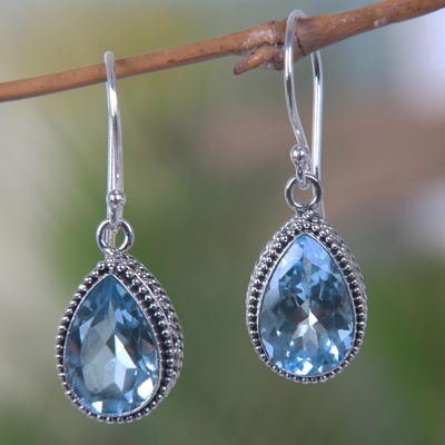 Handcrafted Blue Topaz and Sterling Silver Earrings - Sparkling Dew ...