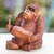 Wood statuette, 'Orangutan Plays the Kendhang' - Hand-carved Wood Sculpture from Bali