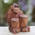 Wood statuette, 'Orangutan Plays the Jambe' - Handcrafted Wood Sculpture from Bali (image 2) thumbail