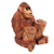 Wood statuette, 'Orangutan Plays the Jambe' - Handcrafted Wood Sculpture from Bali