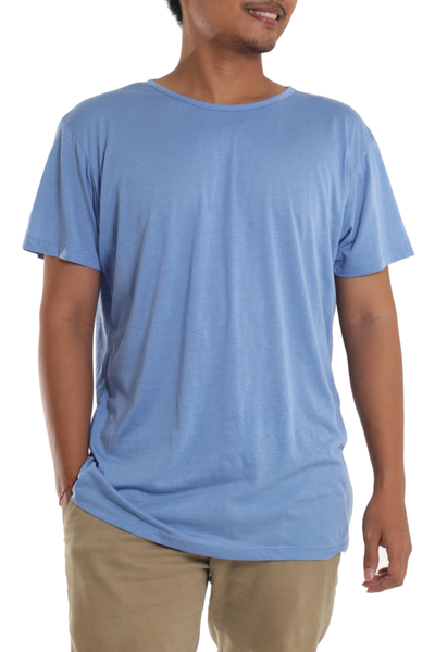 Camiseta de fundador de algodón para hombre, 'Blue Kuta Breeze' - Camiseta azul de punto de algodón para hombre