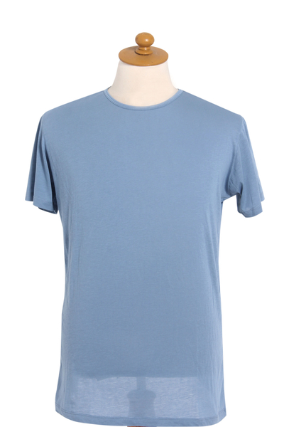 T-Shirt des Baumwollgründers für Männer, 'Blue Kuta Breeze'. - Blaues T-Shirt des Baumwolljersey-Gründers für Männer