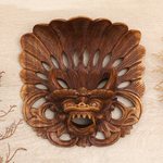Wood mask, 'Balinese Protector' - Hand Carved Bhoma Wall Mask