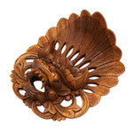 Wood mask, 'Balinese Protector' - Hand Carved Bhoma Wall Mask