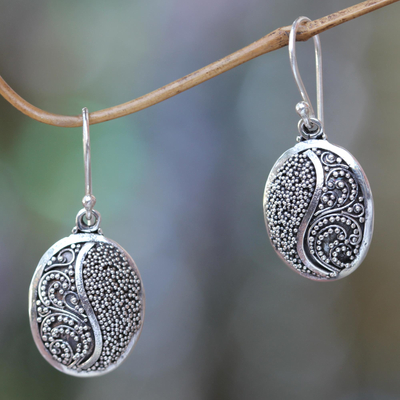 Sterling silver dangle earrings, 'Seeds of Beauty' - Handcrafted Silver Granule Earrings from Bali