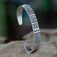 Ornate Artisan Crafted Sterling Silver Cuff from Bali - Midnight Lace ...