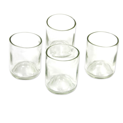 Recycled drinking glasses, 'Crystal Vision' (set of 4) - Recycled Drinking Glasses from Bali (Set of 4)