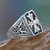 Men's sterling silver signet ring, 'Brave Knight' - Cross Signet Sterling Silver Ring for Men (image 2) thumbail