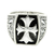 Men's sterling silver signet ring, 'Brave Knight' - Cross Signet Sterling Silver Ring for Men (image 2b) thumbail