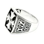 Men's sterling silver signet ring, 'Brave Knight' - Cross Signet Sterling Silver Ring for Men