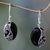 Onyx dangle earrings, 'Serene Night' - Artisan Crafted Onyx and Sterling Silver Earrings (image 2) thumbail