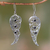 Onyx dangle earrings, 'Fairy Wings' - Original Sterling Silver Earrings with Onyx Gems thumbail