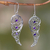 Amethyst dangle earrings, 'Fairy Wings' - Unique Amethyst and Sterling Silver Earrings (image 2) thumbail