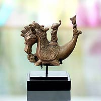 Bronze sculpture, 'Mythical Sumatran Creature' - Traditional Sumatran Bronze Sculpture