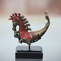 Bronze sculpture, 'Red Mythical Creature' - Mythical Sumatran Bronze Sculpture