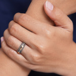 Gold accent band ring, 'Royal Temple' - Hand Crafted Silver Ring with Accents in 18k Gold