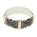 Gold accent band ring, 'Sands of Time' - Gold Accent Silver Band Ring