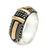 Gold accent band ring, 'Noble Treasure' - Hand Crafted 18k Gold Accent Sterling Silver Ring (image 2b) thumbail