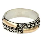 Gold accent band ring, 'Journey' - Balinese Artisan Crafted Gold Accent Ring