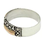 Gold accent band ring, 'Journey' - Balinese Artisan Crafted Gold Accent Ring