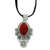 Carnelian and opal pendant necklace, 'Floral Paradise' - Carnelian Floral Necklace with Opal and Amethyst (image p217875) thumbail