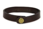 Leather wristband bracelet, 'Happy' - Handcrafted Leather and Brass Wristband Bracelet