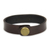 Men's leather wristband bracelet, 'Happy' - Men's Handcrafted Leather and Brass Wristband Bracelet (image 2b) thumbail