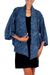 Batik kimono jacket, 'Indigo Garden' - Blue Javanese Batik Rayon Kimono Jacket thumbail