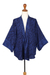 Batik kimono jacket, 'Indigo Garden' - Blue Javanese Batik Rayon Kimono Jacket (image 2e) thumbail