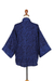 Batik-Kimonojacke – Blaue Kimonojacke aus javanischem Batik-Rayon