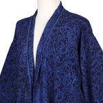 Batik kimono jacket, 'Indigo Garden' - Blue Javanese Batik Rayon Kimono Jacket