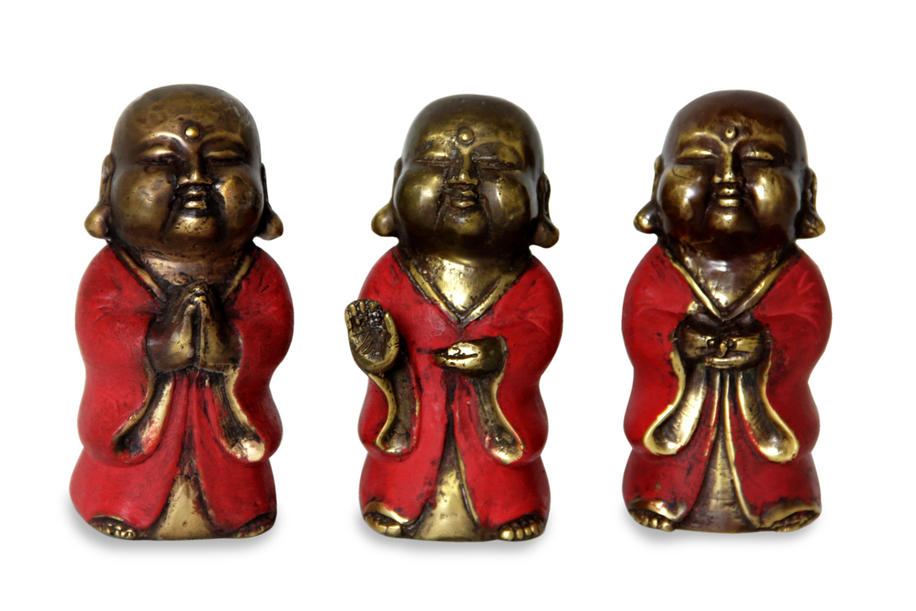UNICEF UK Market | Three Aged Bronze Buddha Images from Bali - Little Buddha  in Red