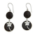 Coconut shell and sterling silver flower earrings, 'Tropical Jasmines' - Handcrafted Coconut Shell and Sterling Silver Earrings