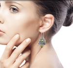 Citrine and amethyst dangle earrings, 'Secret Garden' - Balinese Citrine and Amethyst Silver Earrings