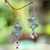 Cultured pearl and blue topaz dangle earrings, 'Floral Sonnet' - Balinese Cultured Pearl and Blue Topaz Amethyst Earrings thumbail