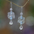 Cultured pearl and blue topaz dangle earrings, 'Floral Sonnet' - Balinese Cultured Pearl and Blue Topaz Amethyst Earrings (image 2b) thumbail