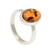 Amber single stone ring, 'Harmony Sunset' - Natural Amber on Sterling Silver Ring