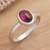 Garnet single stone ring, 'Love's Fire' - Fair Trade Jewelry Garnet and Sterling Silver Ring (image 2b) thumbail