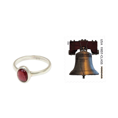 ring de piedra granate - Anillo de plata de ley y granate de joyería de comercio justo